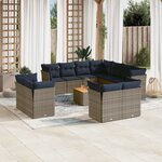 vidaXL Salon de jardin avec coussins 12 Pièces gris résine tressée