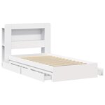 vidaXL Cadre de lit avec rangement Blanc 90 x 200 cm Bois d'ingénierie