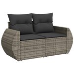 vidaXL Salon de jardin avec coussins 7 Pièces gris résine tressée
