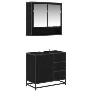 vidaXL Ensemble de mobilier de salle de bain 2 Pièces Chêne noir