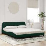 vidaXL Lit avec matelas Dover vert foncé 180x200 cm velours