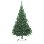 vidaXL Sapin de Noël artificiel moitié avec support vert 180 cm PVC