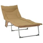 vidaXL Transat pliant avec coussin 2 Pièces Beige