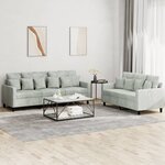 vidaXL Ensemble de canapés 2 Pièces avec coussins Gris clair Velours