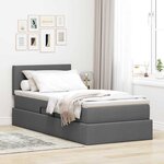 vidaXL Lit de rangement LED avec matelas Gris foncé 100 x 200 cm Tissu