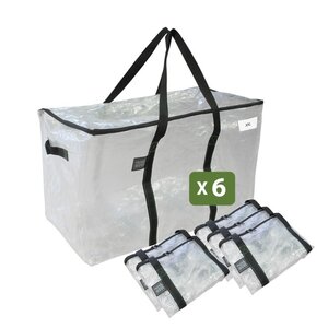 Pack and Move - Lot 6 Grands Sacs Déménagement Transparent Recyclé - Rangement Et Transport Ultra Résistant - Réutilisable - Poignées Solides - 100L