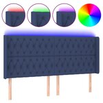 vidaXL Tête de lit à LED Bleu 183x16x118/128 cm Tissu