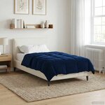 vidaXL Duvet d'été simple Matelassé Bleu foncé 140 x 220 cm Microfibre
