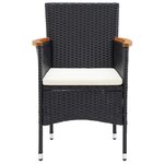 vidaXL Ensemble à dîner de jardin avec coussins 5 Pièces poly rotin noir