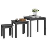 vidaXL Tables gigognes 3 Pièces Gris Bois de pin massif