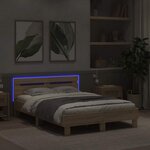 vidaXL Cadre de lit avec LED Sonoma 137 x 190 cm Bois d'ingénierie