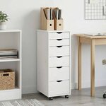 vidaXL Cabinet roulant Blanc 34 x 39 x 93 5 cm Bois de Pin Massif
