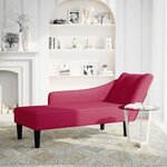 vidaXL Fauteuil long avec accoudoir droit rouge bordeaux velours