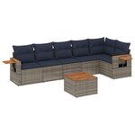 vidaXL Salon de jardin 7 Pièces avec coussins gris résine tressée