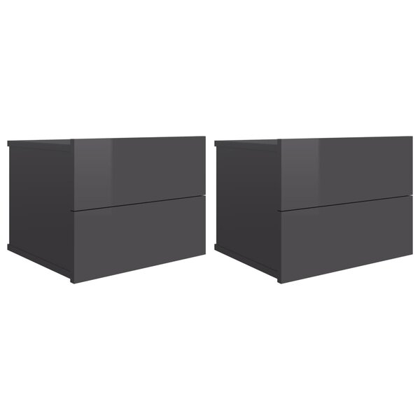 vidaXL Tables de chevet 2 Pièces Gris brillant 40 x 30 x 30 cm Aggloméré