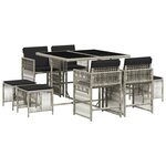 vidaXL Ensemble à manger de jardin et coussins 9 Pièces gris clair rotin