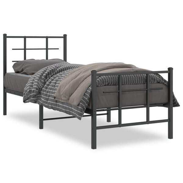 vidaXL Cadre de lit métal sans matelas avec pied de lit noir 80x200 cm