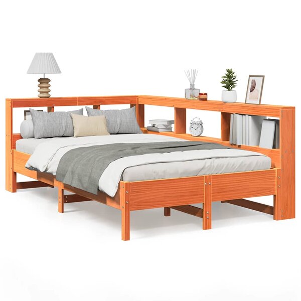 vidaXL Lit bibliothèque sans matelas cire marron 120x190cm pin massif