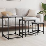 vidaXL Tables basses gigognes 3 Pièces sonoma gris bois d'ingénierie