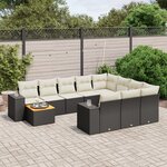 vidaXL Salon de jardin 11 Pièces avec coussins noir résine tressée