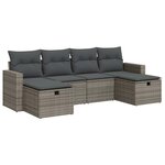 vidaXL Salon de jardin 6 Pièces avec coussins gris résine tressée