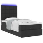 vidaXL Cadre de lit ottoman avec matelas noir 90x190 cm tissu