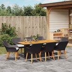 vidaXL Ensemble de salle à manger pour jardin 9 Pièces Noir et marron