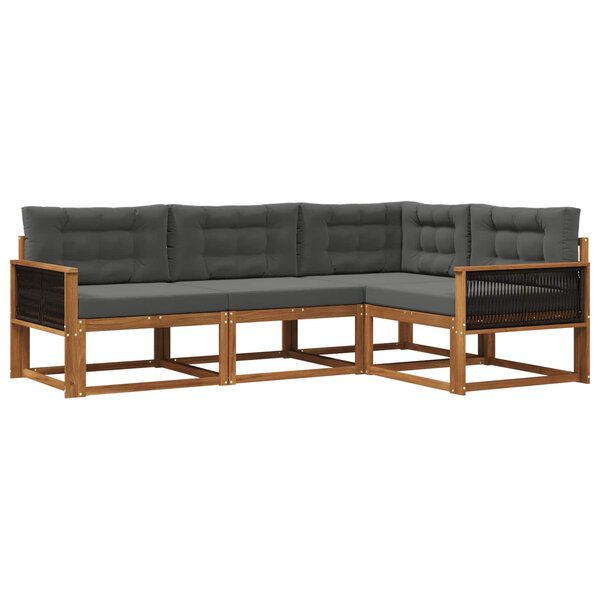 vidaXL Ensemble de canapés d'extérieur 4 pc Naturel et Anthracite