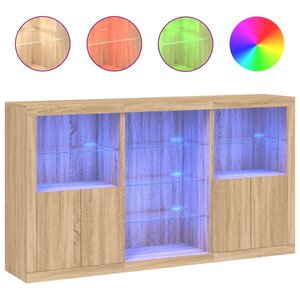 vidaXL Buffet avec lumières LED chêne sonoma 181 5x37x100 cm