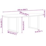 vidaXL Table à manger 220x100x74 cm bois de chêne massif ovale
