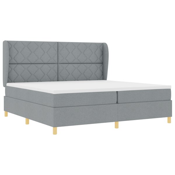 Lit à ressort vidaXL avec matelas gris clair 200x200 cm tissu