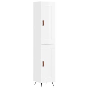 vidaXL Buffet haut Blanc brillant 34 5x34x180 cm Bois d'ingénierie