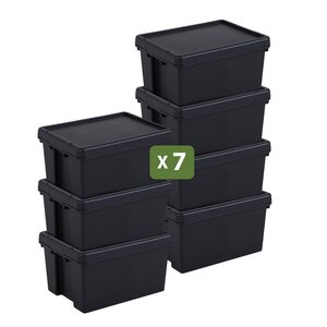 Pack and Move - Lot 7 Boîtes Stockage Plastique - 29 x 38 5 x 21 cm - 380KG Max - Stockage Outils Bricolage - Ultra Résistant - Réutilisable - 16L