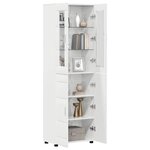 vidaXL Haut Armoire avec porte FLORIN Blanc brillant 60 x 35 x 182 cm