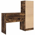vidaXL Bureau avec tiroir avec étagère avec stockage 2 Pièces Chêne fumé