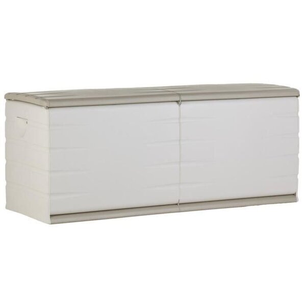 PLASTIKEN Coffre 450L Intérieur/Extérieur Fonctionnel et Esthétique Cadenassable avec Roulettes Beige