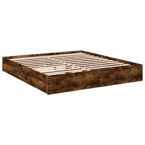 vidaXL Cadre de lit à tiroirs chêne fumé 180x200 cm bois d'ingénierie