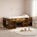 vidaXL Cadre de lit pour enfants avec rangement Chêne fumé 90 x 190 cm