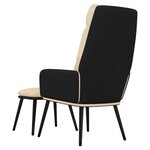 vidaXL Chaise de relaxation avec tabouret Crème Tissu et similicuir