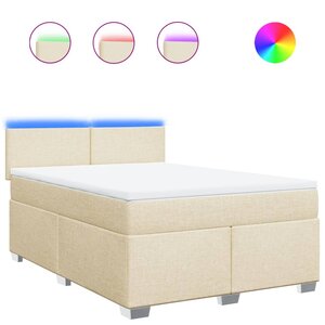 vidaXL Sommier à lattes de lit avec matelas Crème 160x200 cm Tissu