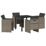 vidaXL Ensemble de salle à manger de jardin 5 pièces avec coussins gris en poly rattan