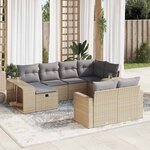 vidaXL Salon de jardin avec coussins 10 Pièces beige résine tressée