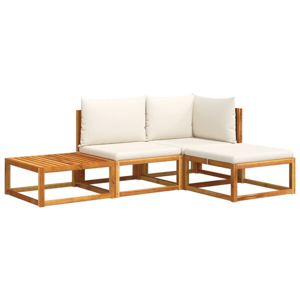vidaXL Ensemble de canapés de jardin 4 pièces avec coussins en bois d'acacia et rotin