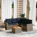 vidaXL Salon de jardin 6 Pièces avec coussins gris résine tressée