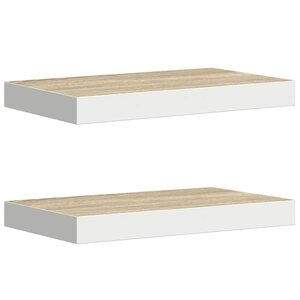 vidaXL Étagères flottantes 2 Pièces chêne et blanc 50x23x3 8 cm MDF