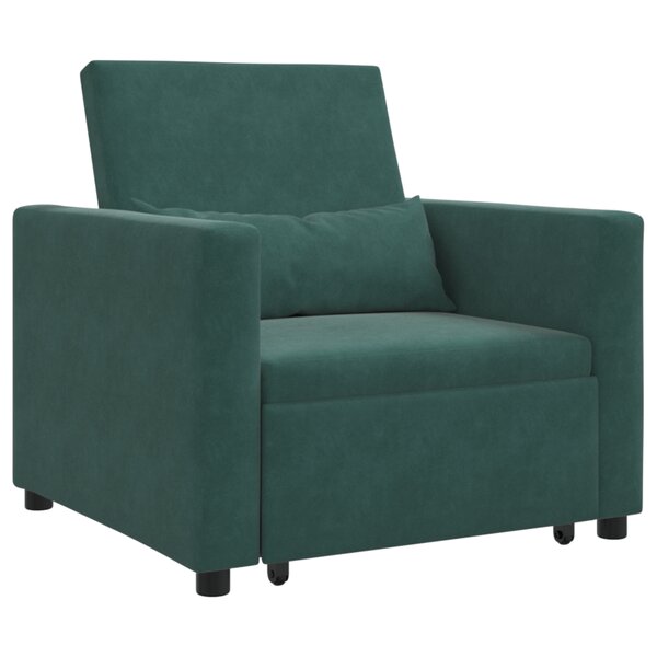 vidaXL Sofa-lit convertible 3-en-1 noir velours vert foncé
