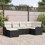 vidaXL Ensemble de canapé de jardin avec coussin 6 Pièces Noir Poly rotin