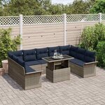 vidaXL Ensemble de canapé de jardin 10 Pièces Gris Poly Rattan
