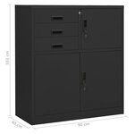 Armoire de bureau avec étagère réglable rangement 90 x 40 x 102 cm design moderne en acier anthracite 02_0046906
