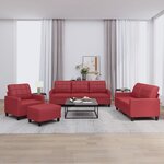 vidaXL Ensemble de canapés 4 Pièces et coussins Rouge bordeaux Similicuir